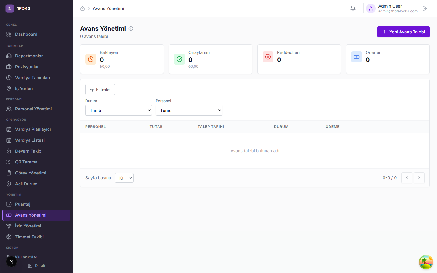 Avans Yönetimi - Talep takip